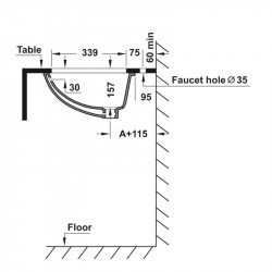 Chậu sứ Lavabo âm bàn Sapporo 570 Hafele 588.79.015