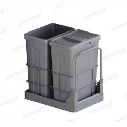 Thùng rác đôi cỡ lớn lắp âm tủ cánh kéo Grandx XW.D40M