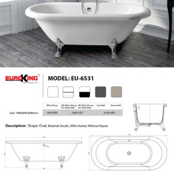 Bồn tắm Tulip EuroKing không massage EU-6531 White