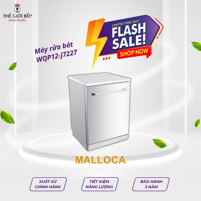 Máy rửa chén bát Malloca WQP12-J7227