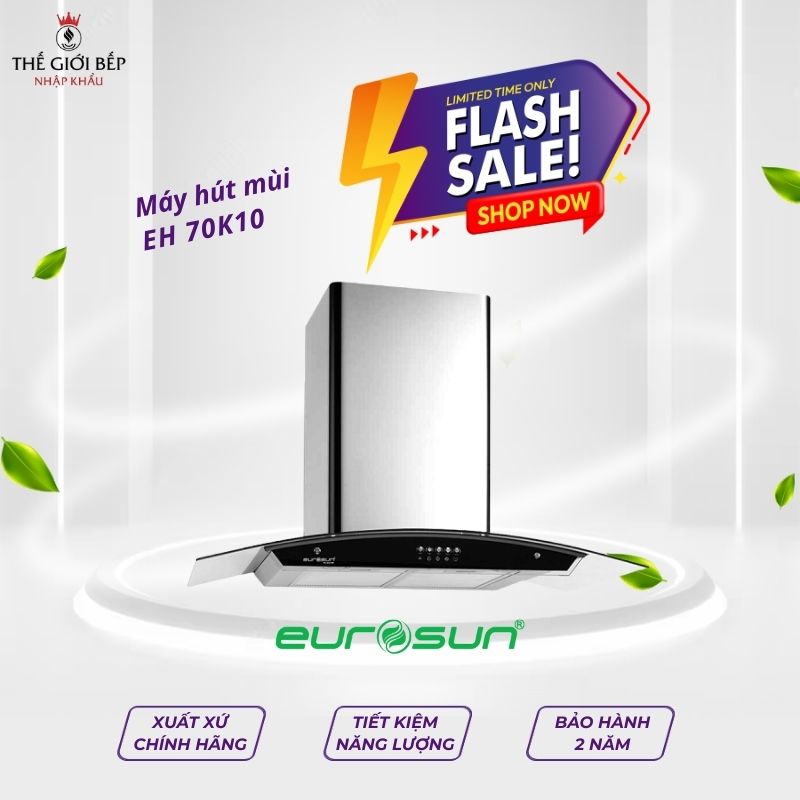 Máy hút mùi áp tường tuần hoàn Eurosun EH 70K10