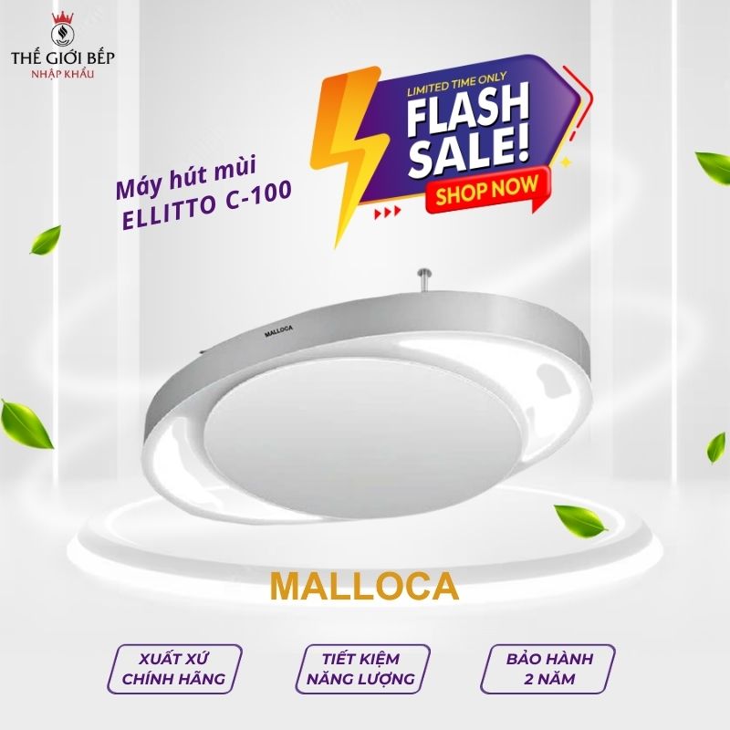 Máy hút khói khử mùi Malloca ELLITTO C-100