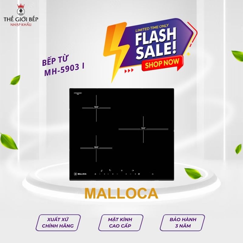 Bếp kính âm ba vùng nấu Malloca MH-5903 I